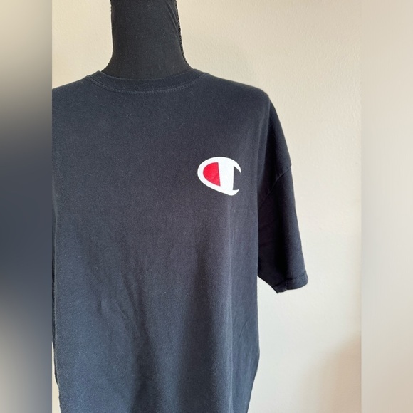 Champion Men’s Crewneck short Sleeve Black T-Shirt Size 1XL 100% Cotton - Picture 2 of 4